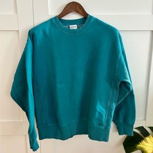 Deep Teal Aritzia - TNA Boyfriend Crewneck M